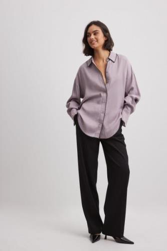 NA-KD Skjorte med kontrastsøm og detaljer - Purple