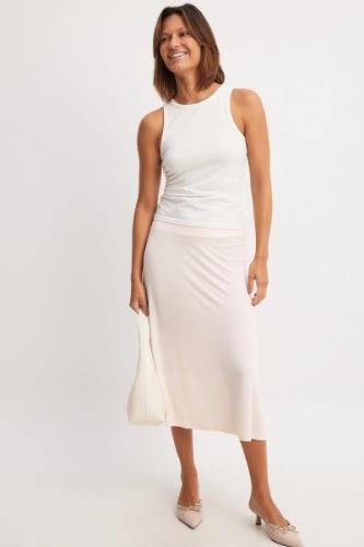 NA-KD Flowy Midi Skirt - Beige