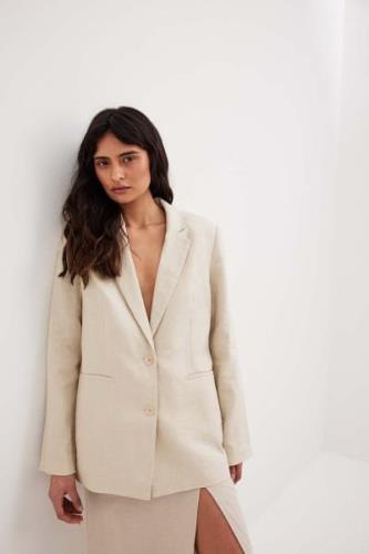 NA-KD Trend Blazer i skinn - Beige