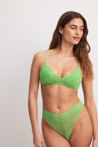 NA-KD Lingerie Truse med blonder og høy skjæring - Green