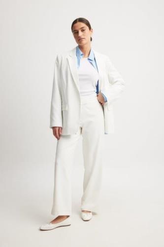 NA-KD Rett dressbukse med lavt liv - White