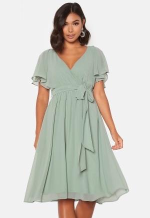 Goddiva Flutter Chiffon Dress Sage Green XS (UK8)