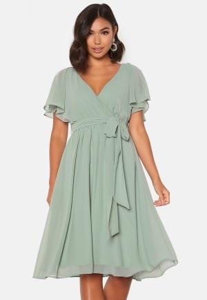 Goddiva Flutter Chiffon Midi Dress Green XXS (UK6)