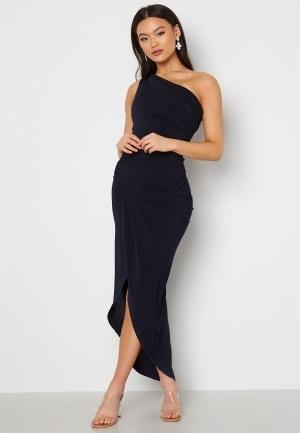 John Zack One Shoulder Rouch Dress Navy M (UK12)