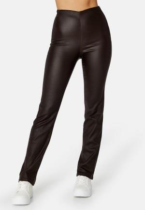 BUBBLEROOM Alicia coated straight leg trousers Dark brown 34