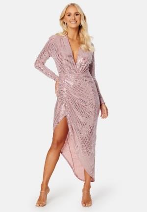 John Zack Sequin Rouch Maxi Dress Rose Pink M (UK12)