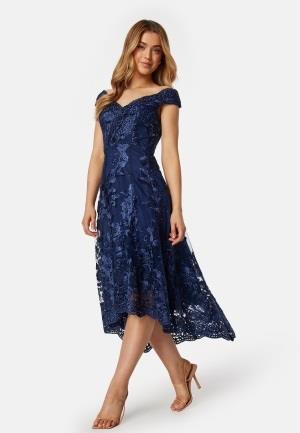 Goddiva Embroidered Lace Dress Navy XXL (UK16)