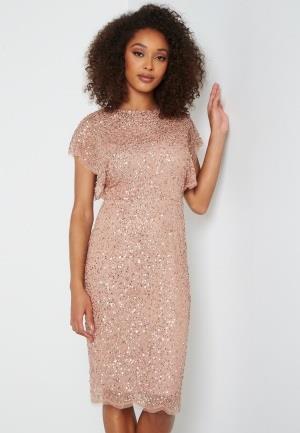 AngelEye Scallop Sequin Midi Dress Rose Gold XL (UK16)