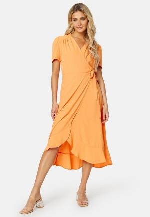 John Zack Short Sleeve Wrap Dress Orange L (UK14)