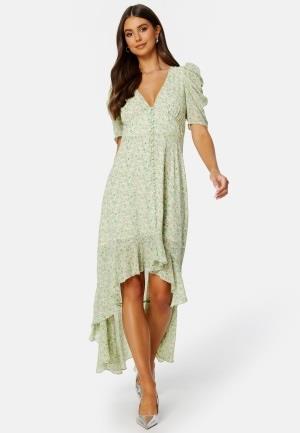 BUBBLEROOM Summer Luxe High-Low Midi Dress Green / Floral 46