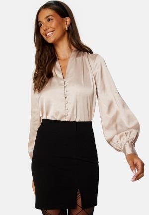 BUBBLEROOM Remi Satin Blouse Light nougat XS