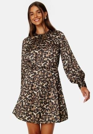 BUBBLEROOM Catalina Satin Dress Leopard 38