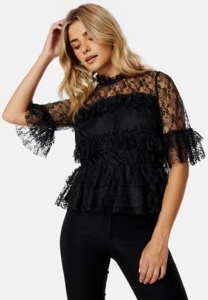 BUBBLEROOM Frill Lace Blouse Black 44