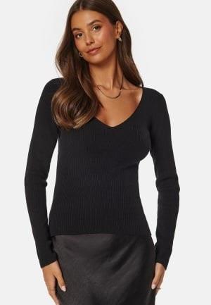 BUBBLEROOM V-neck Knitted Top Black L