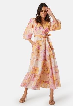 FOREVER NEW Imogen Tiered Wrap Midi Dress Amora Patchwork 42