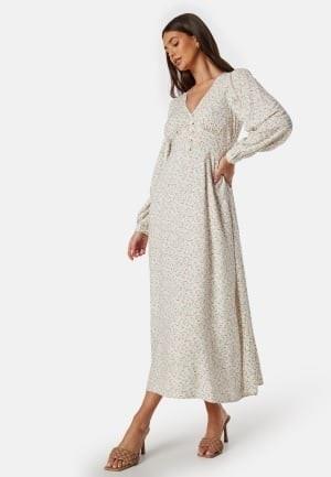 BUBBLEROOM Viscose V-neck Maxi Dress Offwhite/Patterned 38