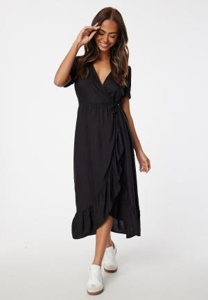 Happy Holly Evie Puff Sleeve Wrap Dress Black 36/38