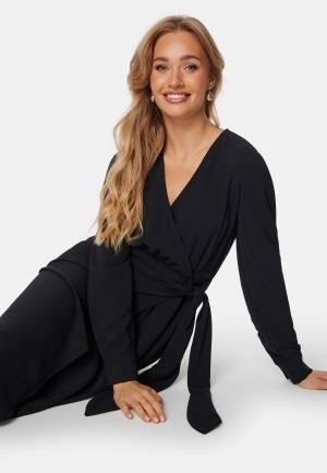 BUBBLEROOM Peach Midi Wrap Dress Black XL