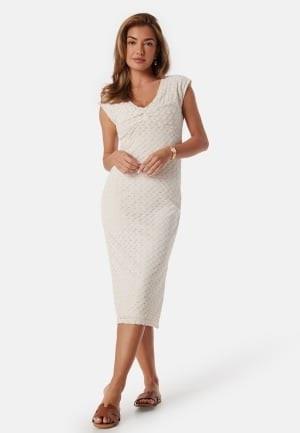 VILA Visolira V-Neck cap sleeve dress Eggnog S