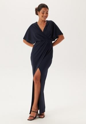 Bubbleroom Occasion Wrap Slit Maxi Dress Dark blue 38