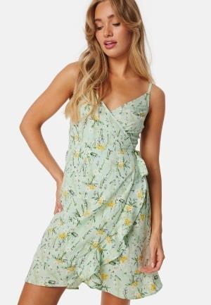 BUBBLEROOM Flounce Short Strap Dress Green/Patterned S