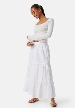 BUBBLEROOM Cotton Maxi Flounce Skirt White M