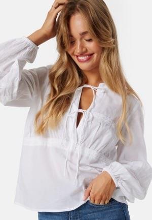 BUBBLEROOM V-neck Cotton L/S Blouse White M