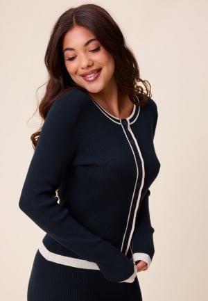 Happy Holly Contrast Knitted Cardigan Navy/Cream 44/46