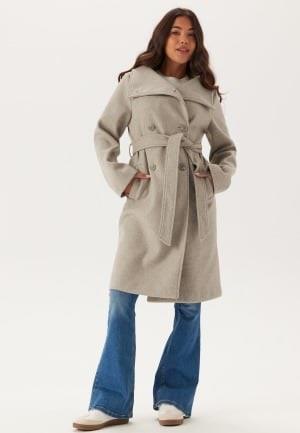 BUBBLEROOM High Neck Midi Coat Light beige XL