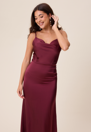 Bubbleroom Occasion Waterfall Satin Gown Wine-red 34