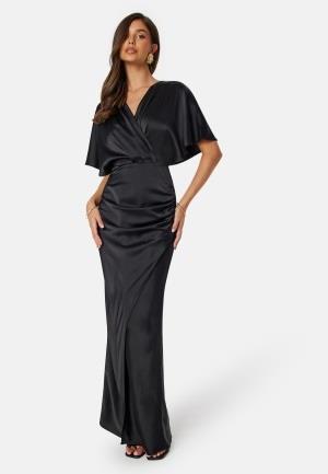 Bubbleroom Occasion Wrap Satin Gown Black 54