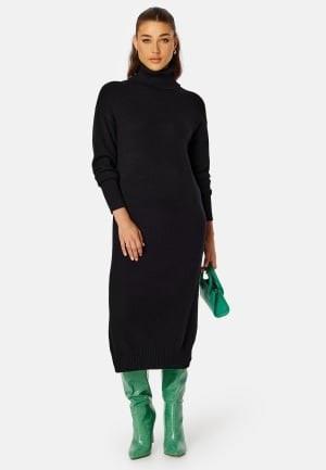 VILA Rill Roll Neck L/S Midi Dress Black S