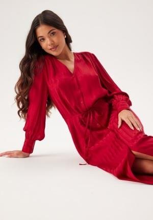 GANT Relaxed Satin Stripe Shirt Dress 629 Cherry Red 34