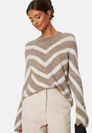 ONLY Onleliza L/S Pullover Knit Mermaid Stripes:WHITECAP GRAY L