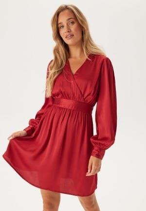 BUBBLEROOM Wrap L/S Structured Dress Red S