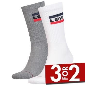 Levis Strømper 2P Sport Regular Cut Sock Hvit/Grå Str 43/46