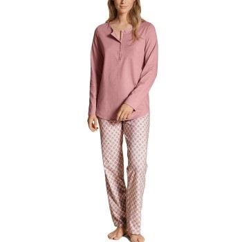 Calida Lovely Nights Pyjama Button Tab Rosa Mønster bomull Medium Dame