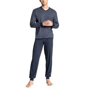 Calida Relax Streamline Pyjama With Cuff Blå bomull Small Herre
