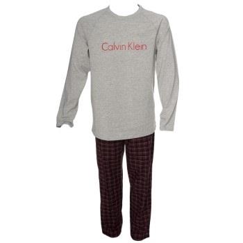 Calvin Klein Holiday PJ Woven LS Pant Set Grå/Rød bomull Medium Herre