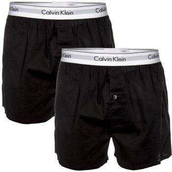 Calvin Klein 2P Modern Cotton Woven Slim Fit Boxer Svart vevd bomull S...