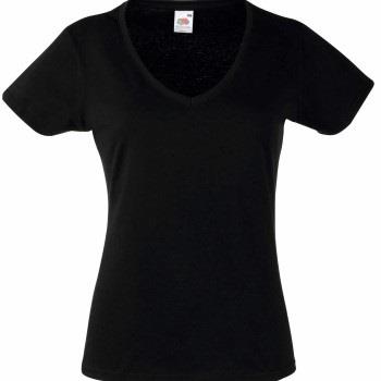 Fruit of the Loom Lady Fit Valueweight V-neck T Svart bomull XX-Large ...