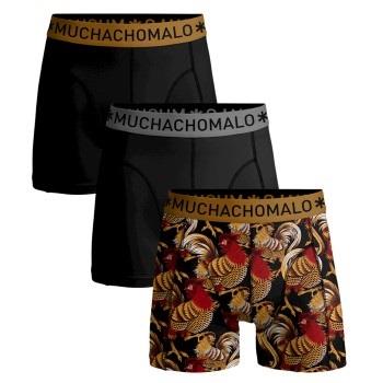 Muchachomalo 3P Cotton Stretch Boxers Rooster Svart mønstret bomull Sm...
