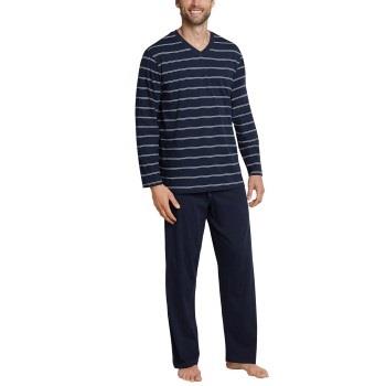 Schiesser Day and Night Long Stripe Pyjama 3XL-5XL Mørkblå bomull 5XL ...