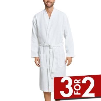Schiesser Essentials Waffle and Terry Bathrobe Hvit bomull XX-Large He...