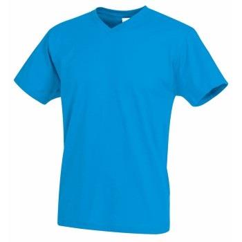 Stedman Classic V-Neck Men T-shirt Blå bomull Small Herre