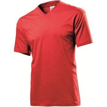 Stedman Classic V-Neck Men T-shirt Rød bomull Small Herre
