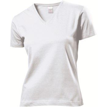 Stedman Classic V-Neck Women T-shirt Hvit bomull X-Large Dame