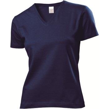 Stedman Classic V-Neck Women T-shirt Marine bomull Small Dame