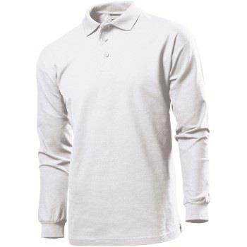 Stedman Polo Long Sleeve Men Hvit bomull Medium Herre