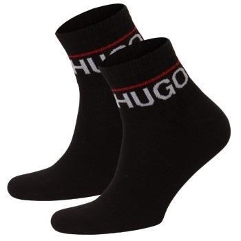 HUGO Strømper 2P Label Rib Short Socks Svart Str 39/42